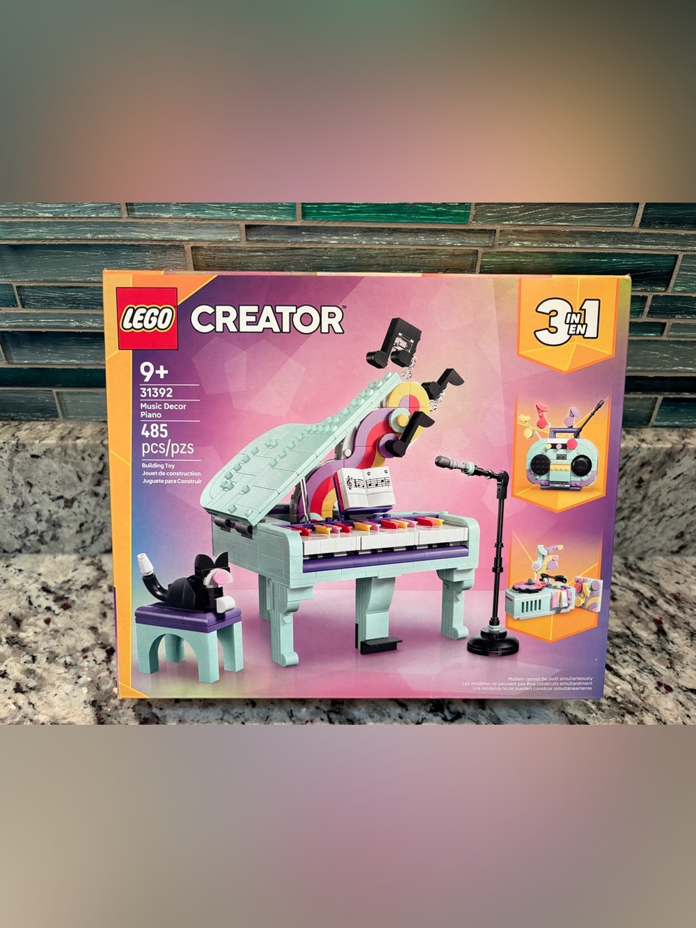 LEGO Creator set 3 in 1 31392 piano, record player, and radio